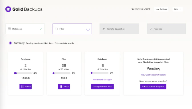 screenshot of Solid Backups